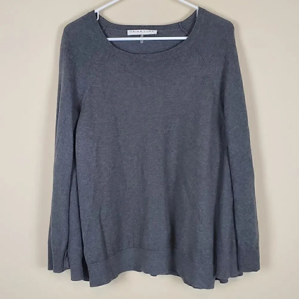 Trina Turk Dark Gray Sweater Capelet Size Large